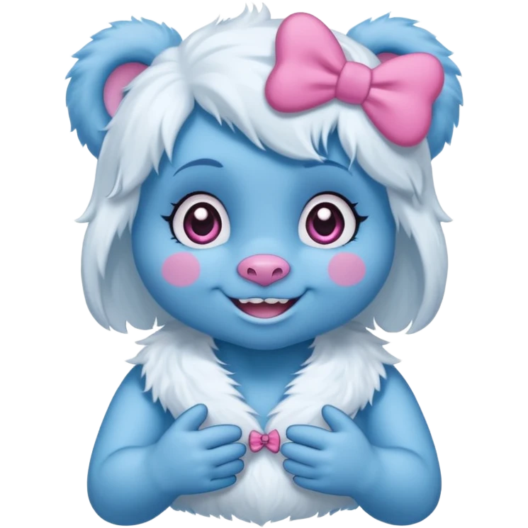 blue girl care bear yeti with bow emoji