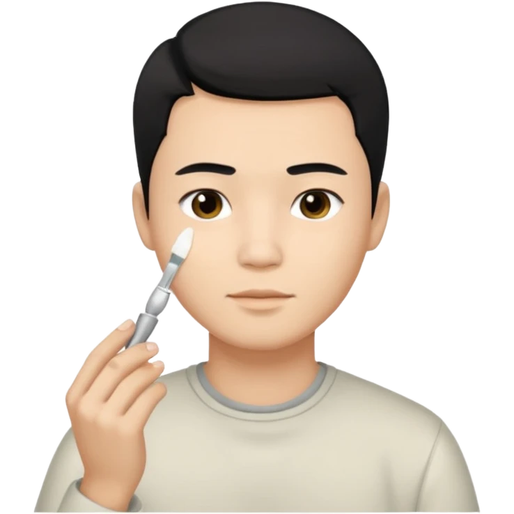 chinese man doing skincare with a faded haircut black hair emoji