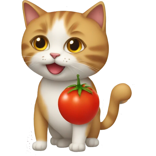 Un chat avec une tomate emoji
