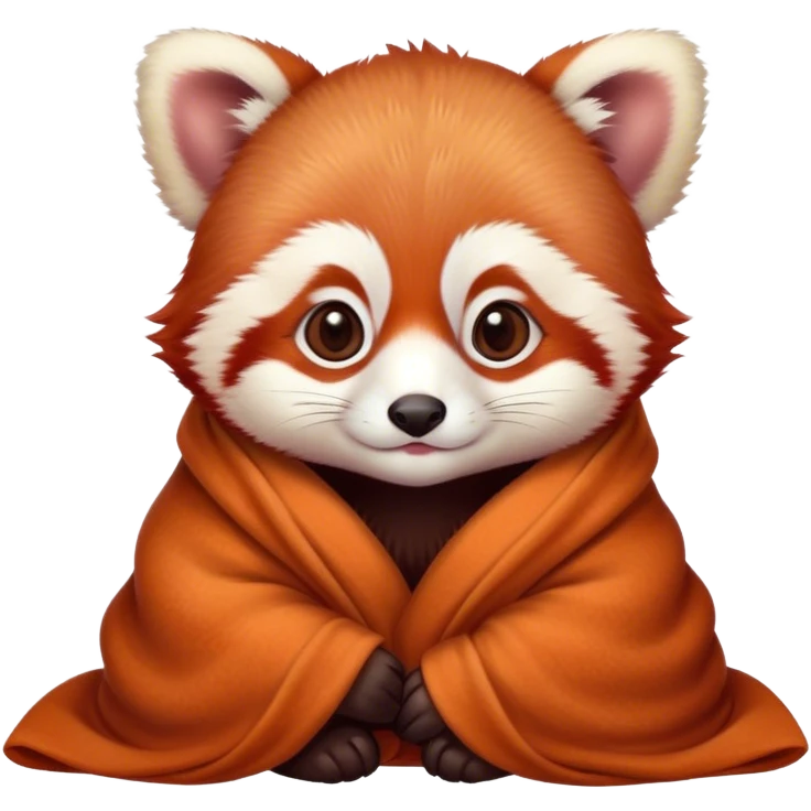 Disney-style cute baby red panda cozy in blanket emoji