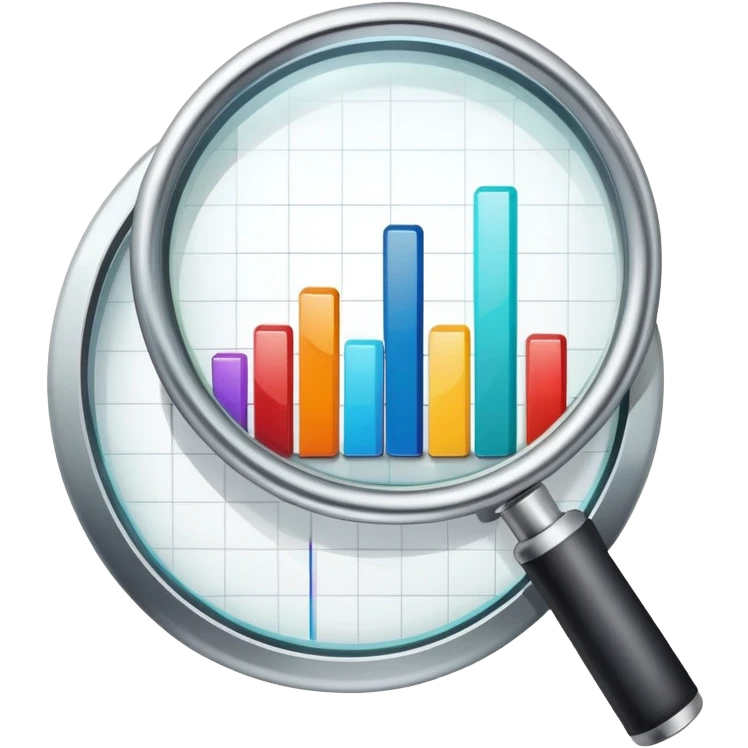 magnifying glass and graph emoji