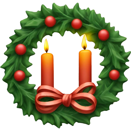 Two candle with christmas wreath emoji