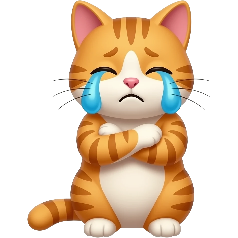 crying offended cat with his hands crossed emoji