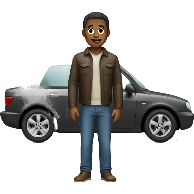 a man with a car emoji