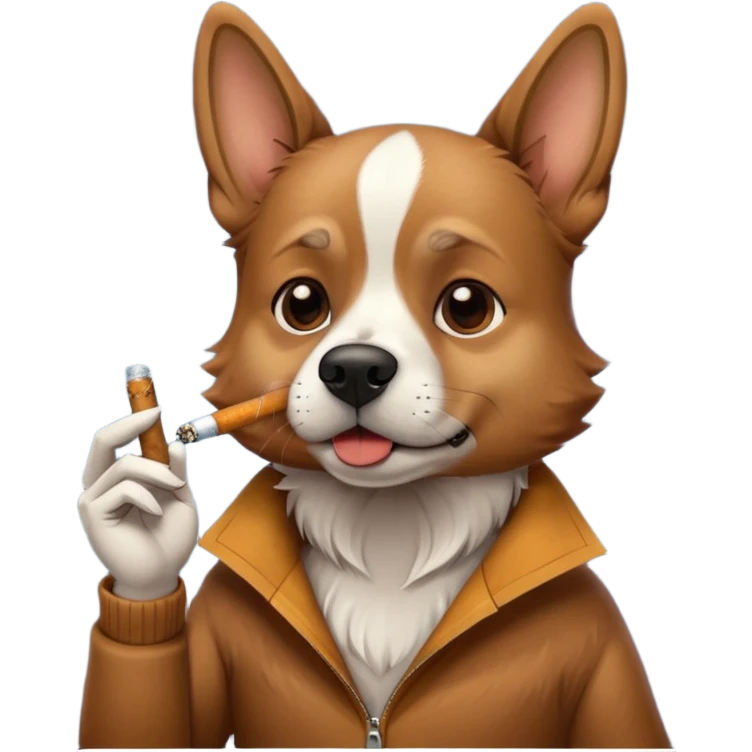 Dog smoking a cigarette emoji