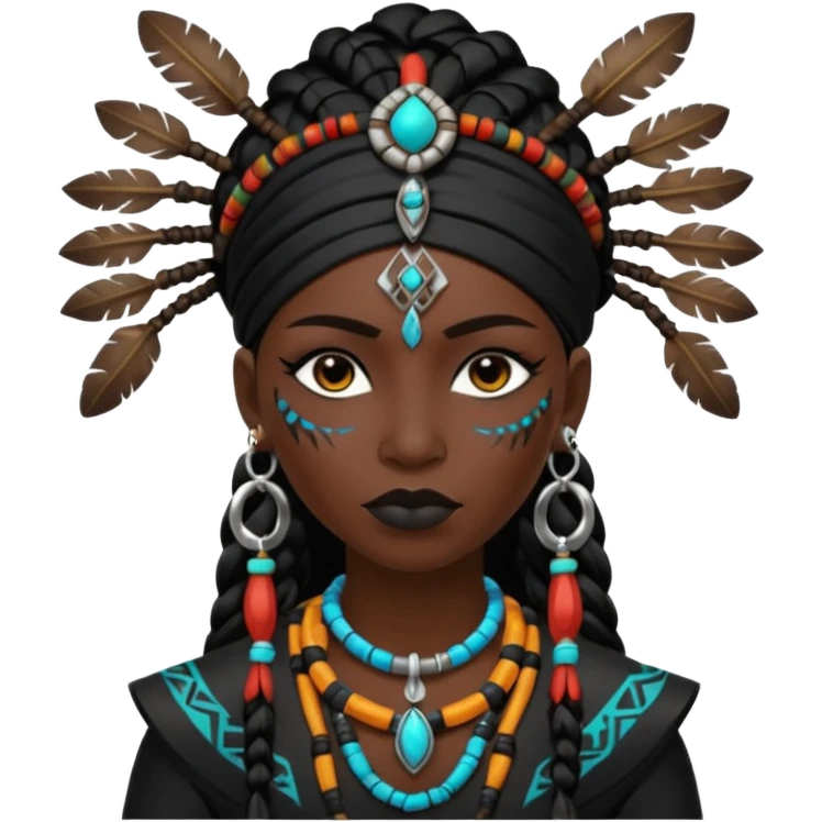 shaman woman black clothes black accesories  emoji