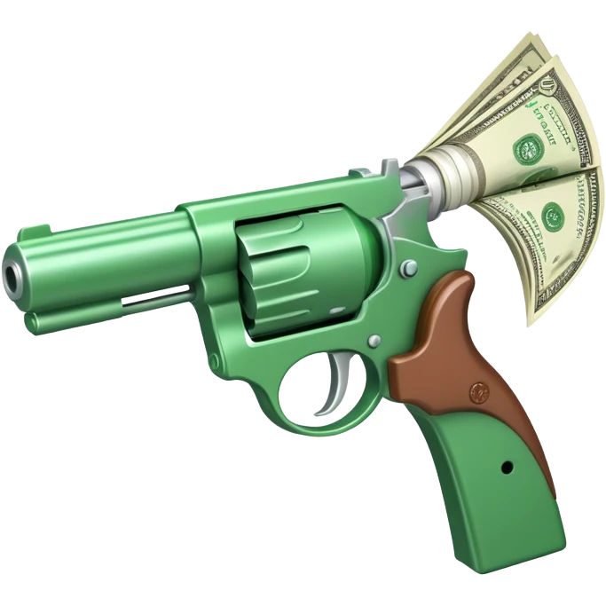 money gun shooting dollar bills emoji