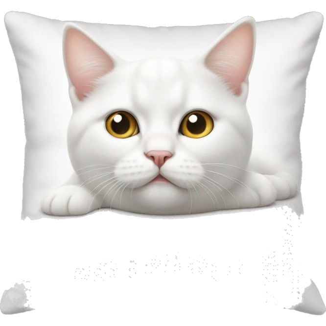 white fat kitten lying on a white pillow emoji