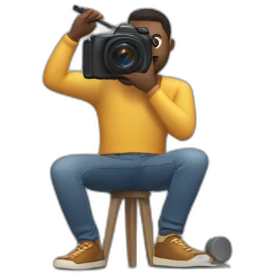 a man shooting his own video in a small studio emoji
