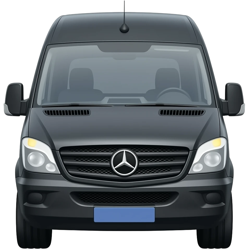 Black Mercedes-Benz Sprinter driving emoji