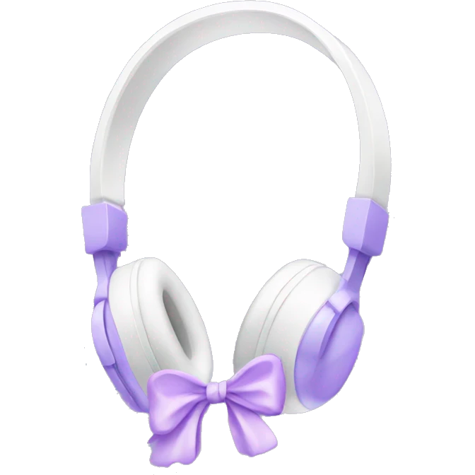 white headphones with lavender bow emoji