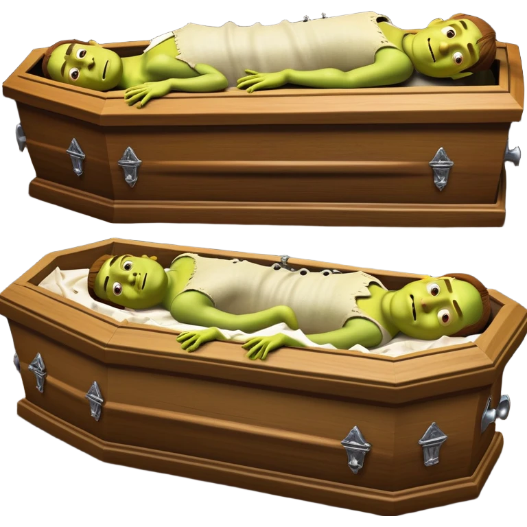 коллаж, много фото, стадии гниения шрека в гробу emoji