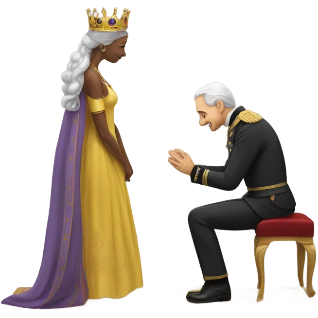 Man bowing before a queen emoji