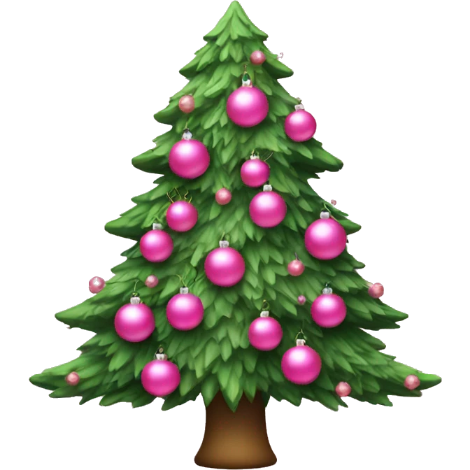 christmas tree with pink ornaments and pink bows emoji