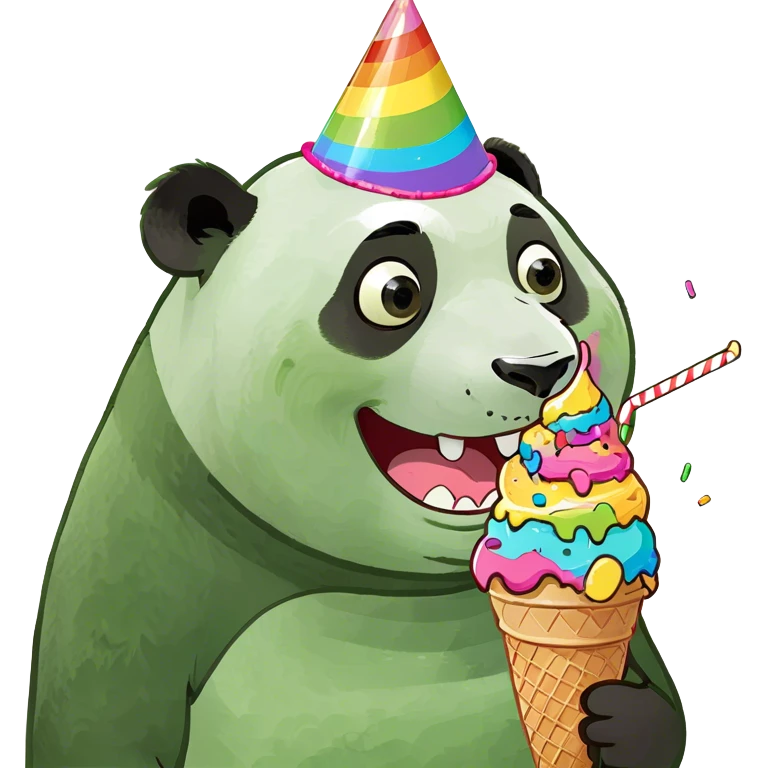 Panda eating ice cream emoji