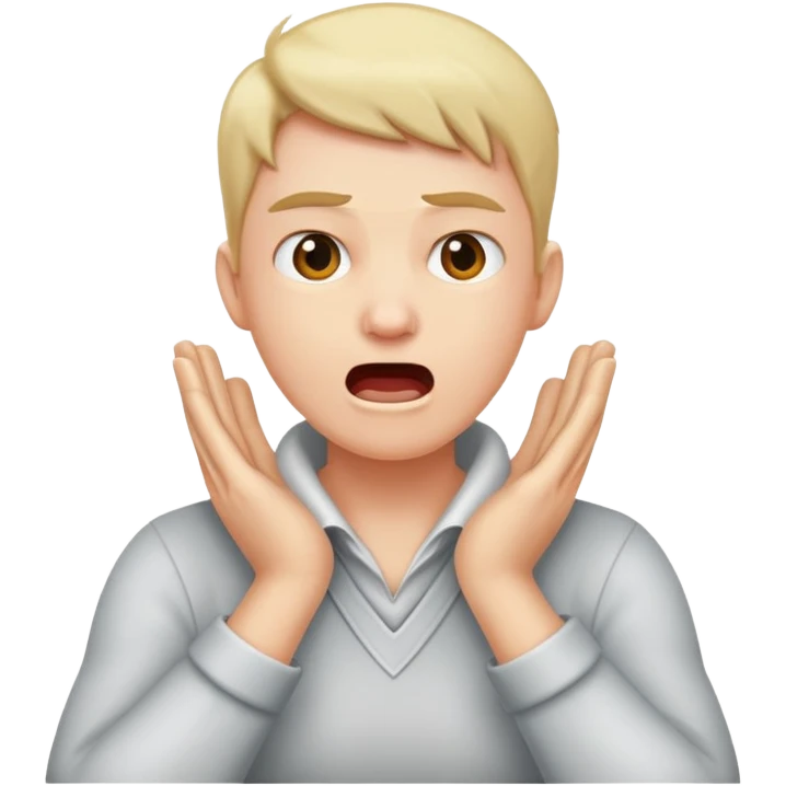person with arms crossed holding their neck yelling emoji
