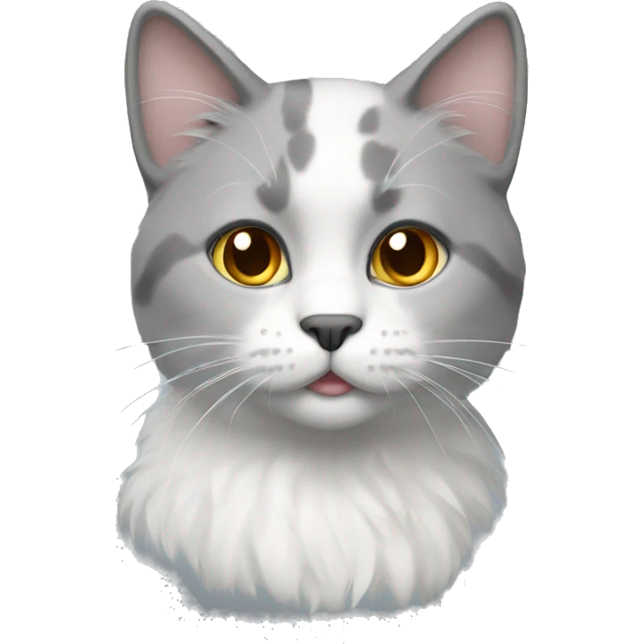 Cat with white and gray fur emoji