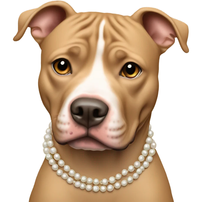 Tan Pitbull wearing pearls emoji