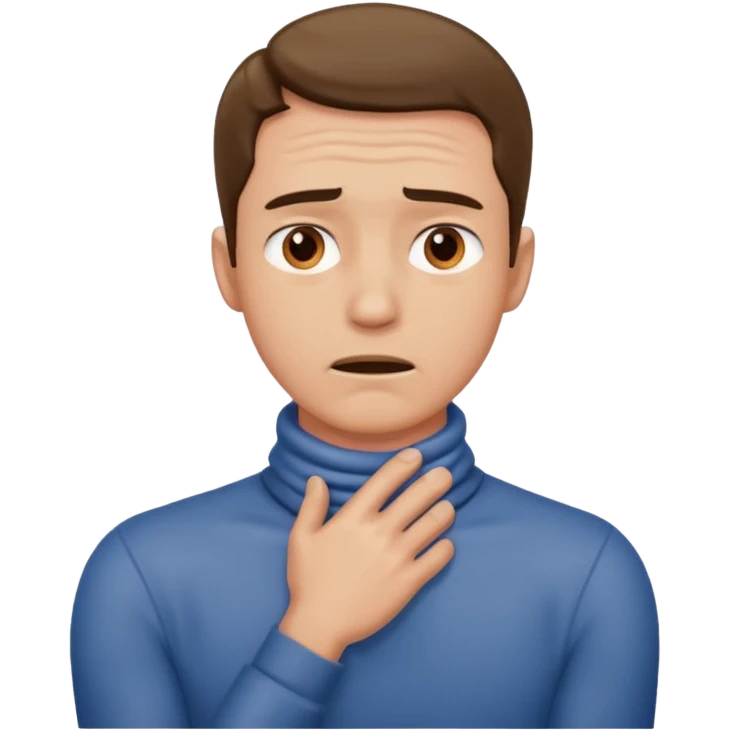 Man with hands gripped around neck emoji