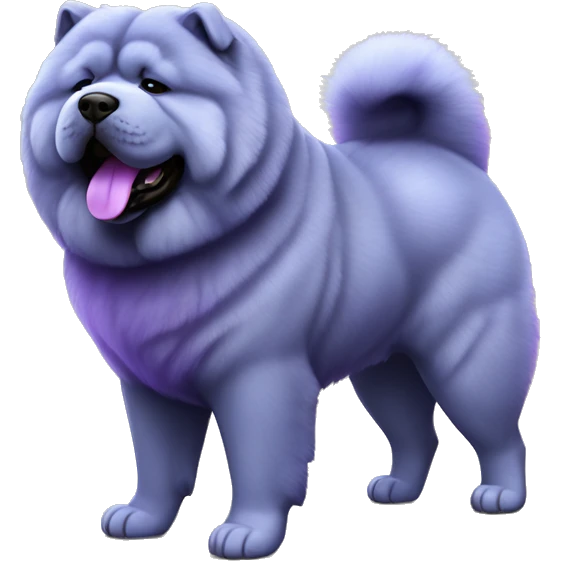 Full body blue Chow chow with purple tongue, photorealistic 4k emoji