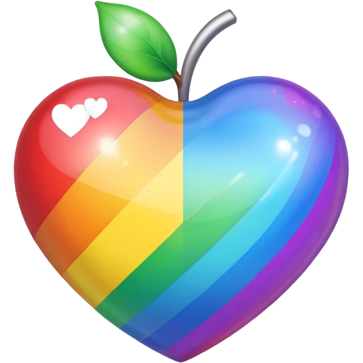 rainbow pride heart with holographic shine, apple emoji style, no text emoji