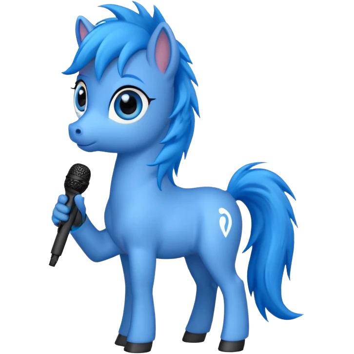 blue pony with microphone emoji