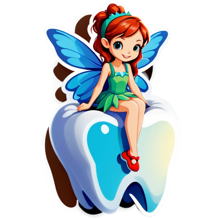 Fairy sitting on a tooth emoji
