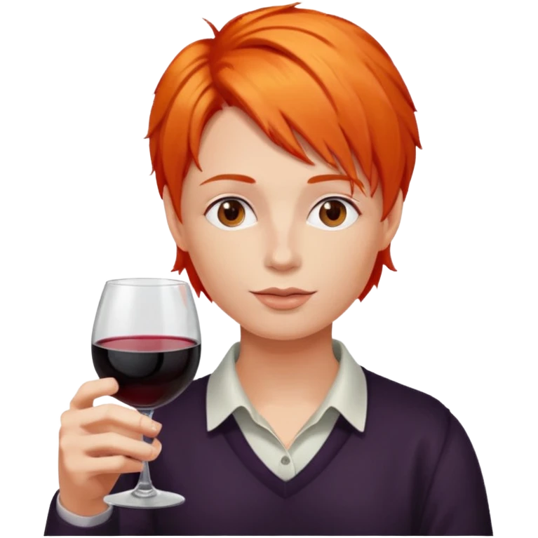 orange hair drinking wine emoji