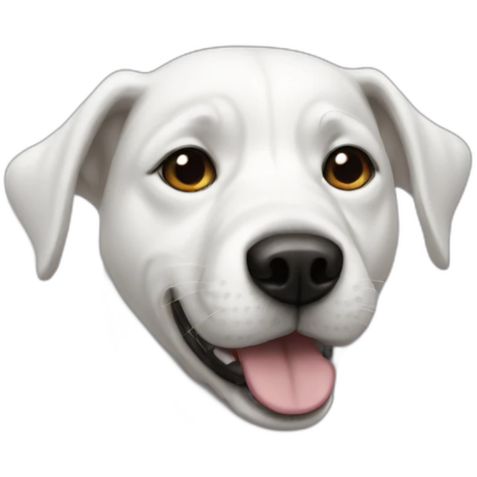 white dog with black eye emoji
