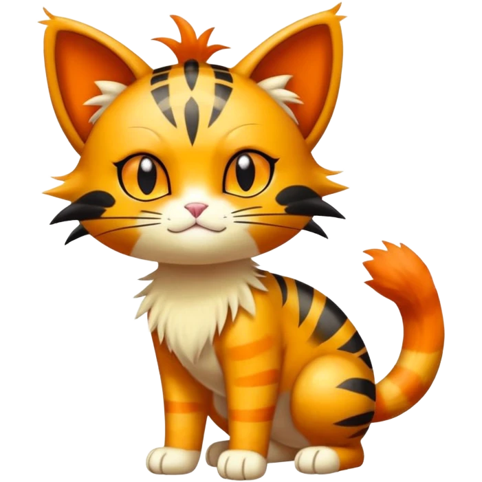Shiny Cute Adorable Meowth-Litten-Litleo-Hybrid-Creature with pattern-markings emoji
