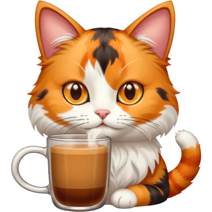 calico cat drinking chai emoji