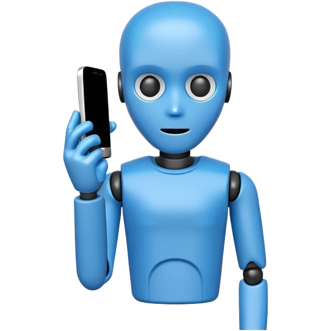 blue crash test dummy with phone emoji