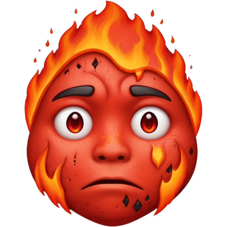 make this image with a sad face thats red with lava and steam coming from the head emoji