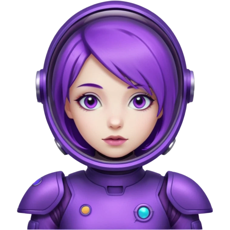 Girl with purple hair and purple eyes in purple futuristic spacesuit  emoji