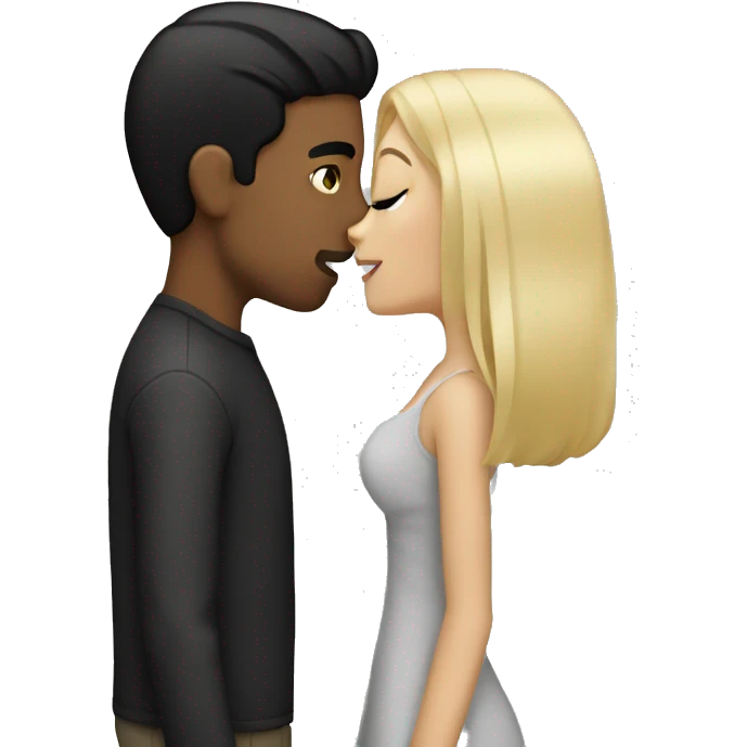 Blonde guy kissing girl with black hair emoji