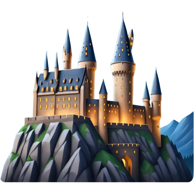 hogwarts castle on a starry night and owl flying in the air emoji
