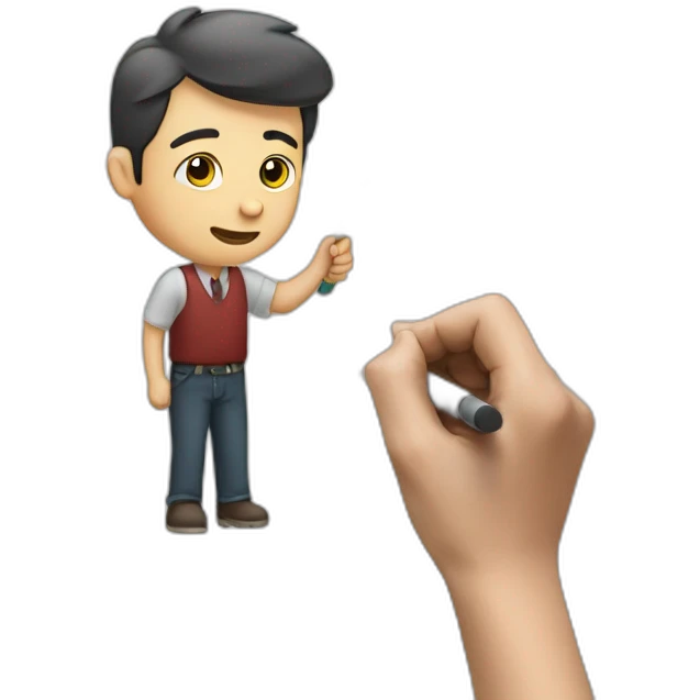 Man writing on a marker board emoji