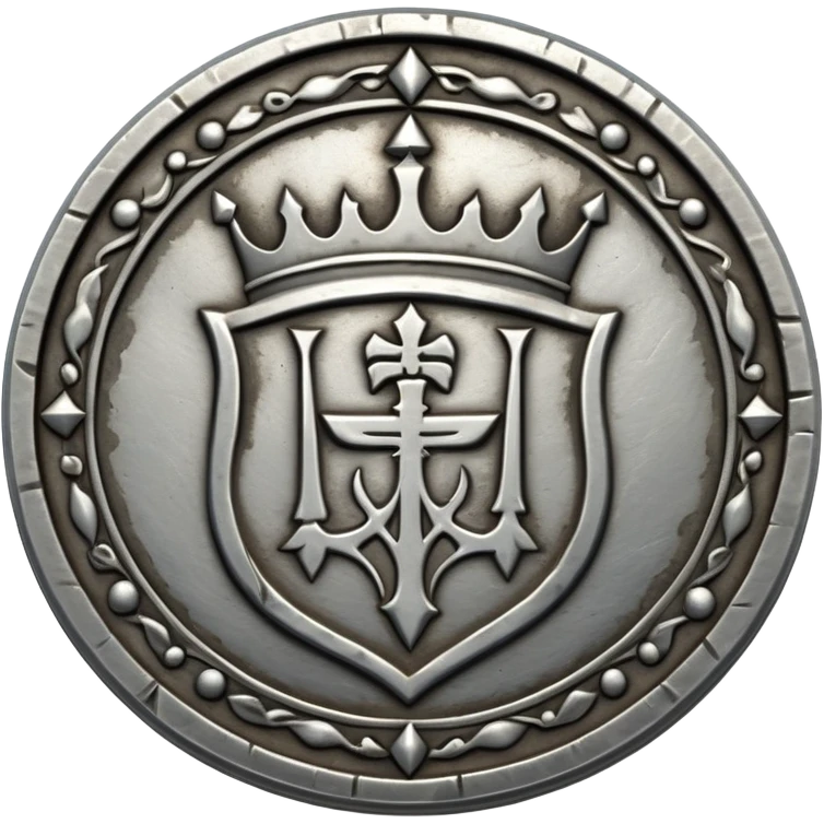 ancient medieval silver coin with worn edges and royal symbol emoji