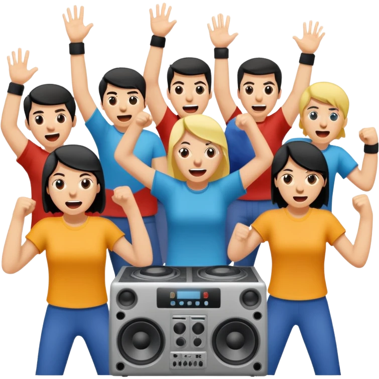 people moshing against a soundsystem emoji