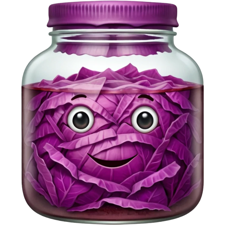 jar of red fermented cabbage, visible texture. emoji