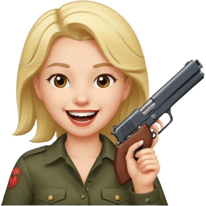 Girl laughing with a gun pointed to her head emoji