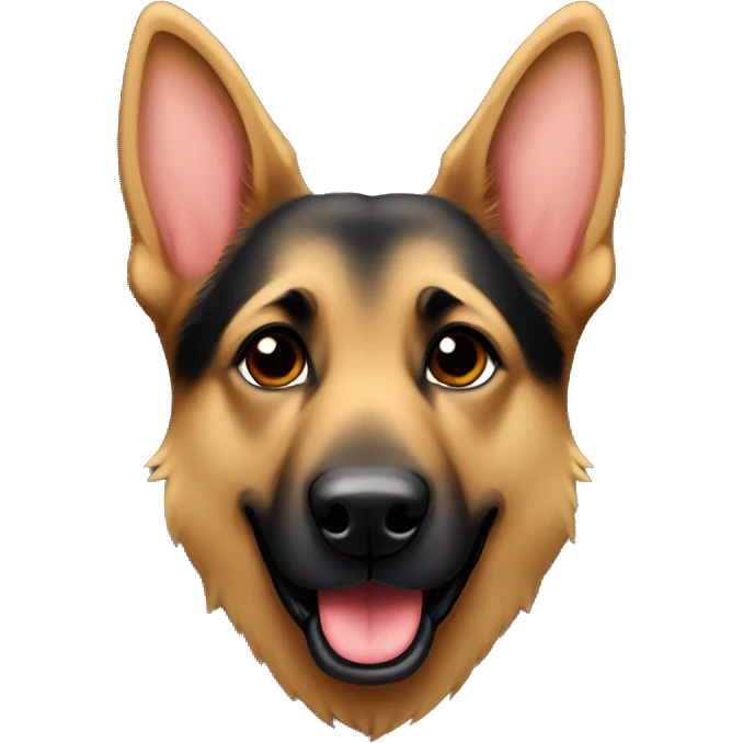 German shepherd with a heart emoji