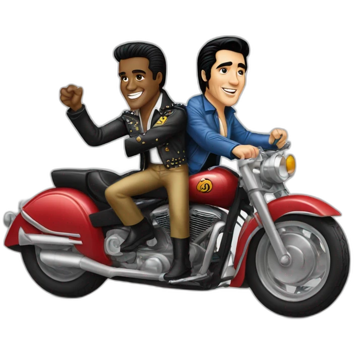 Elvis Presley and Pelé in a motorcycle emoji
