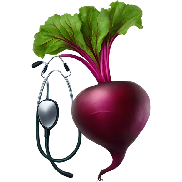 A beetroot with a stethoscope around it. emoji