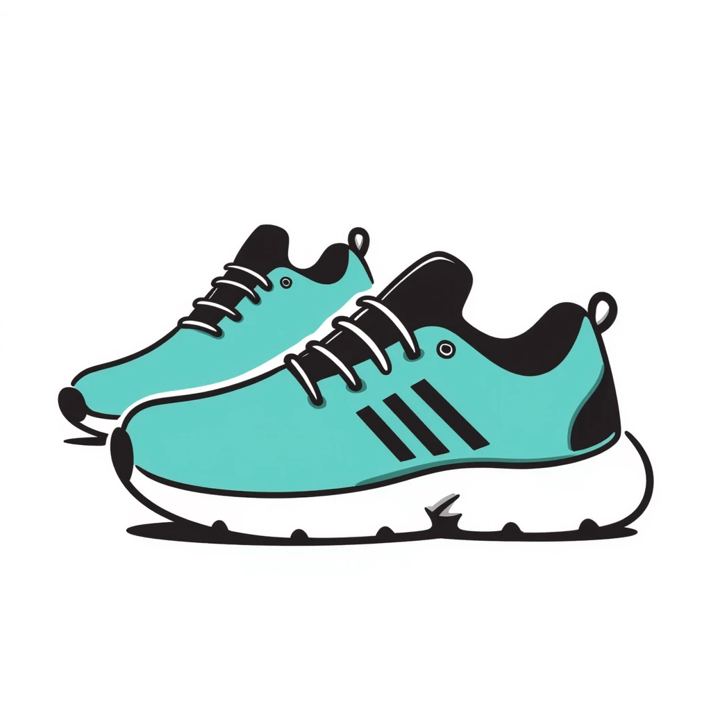 turquoise running shoes, athletic footwear, blue-green sneakers emoji