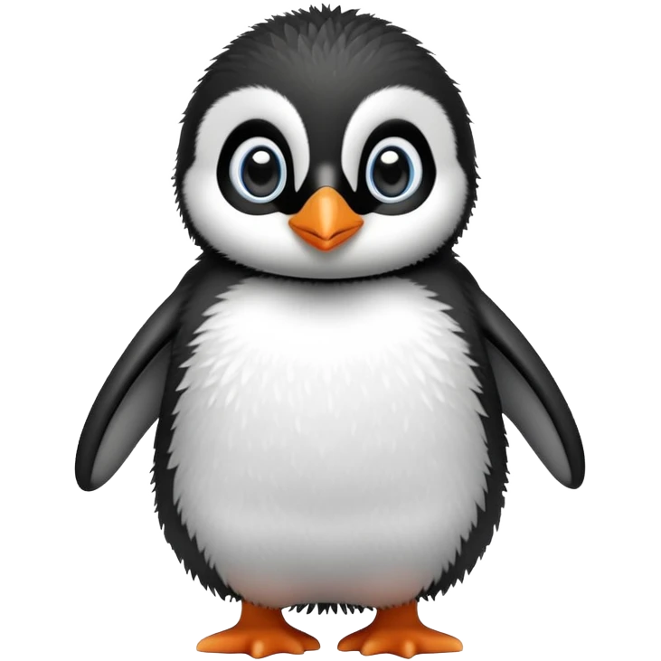 Cute baby penguin with big eyes waddling emoji