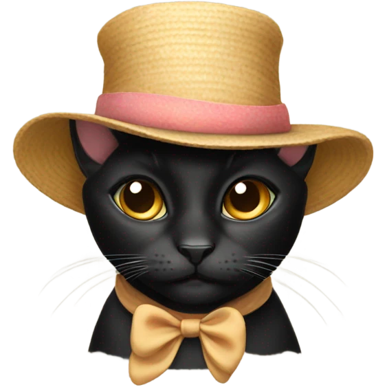 Black female cat wearing funny hat emoji