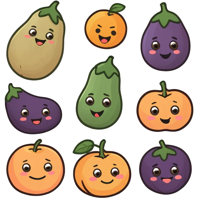 Egg plant emoji inside the crack of a peach emoji emoji