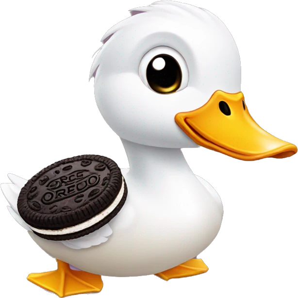 Duck eating a Oreo emoji