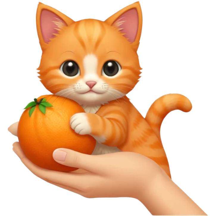 hand petting orange kitten emoji